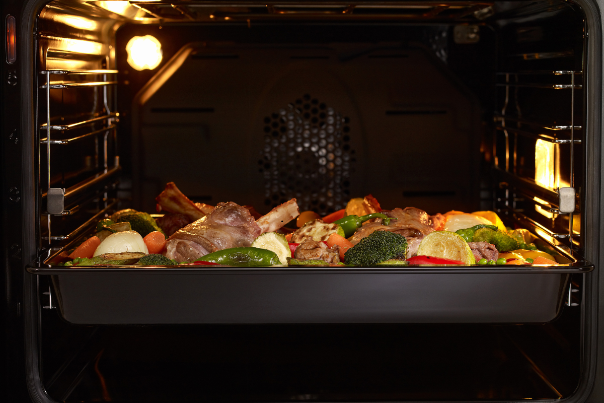 Mid-roasting vegetables