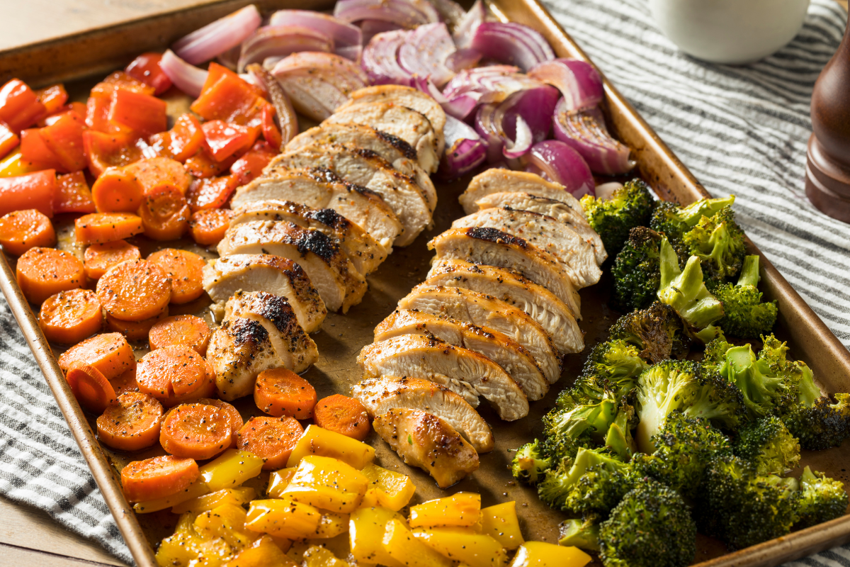 sheet pan chicken and vegetables dinner