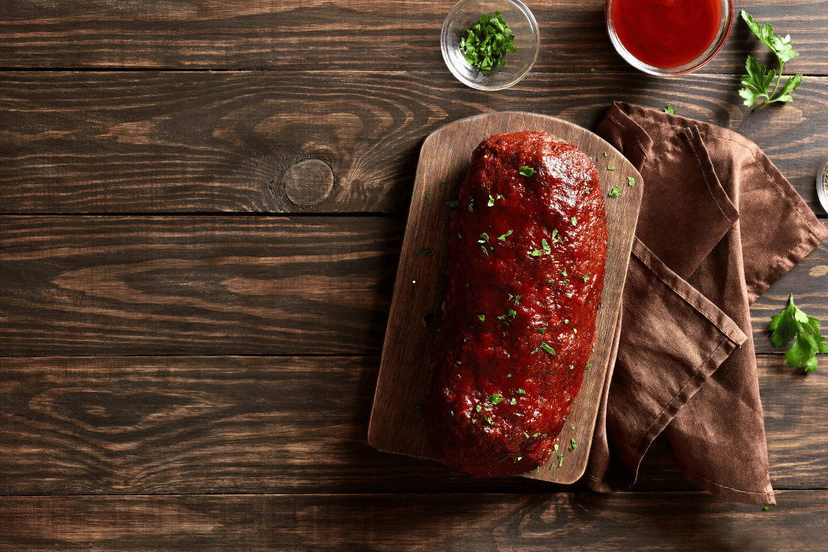 Adding glaze to easy homemade meatloaf recipe