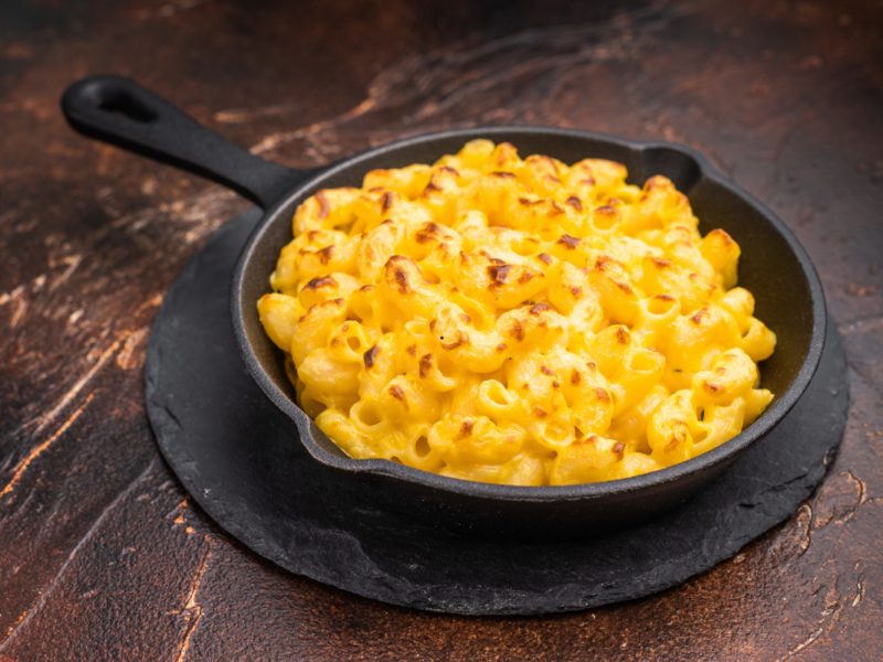 Homemade mac and cheese recipe baked until golden and creamy