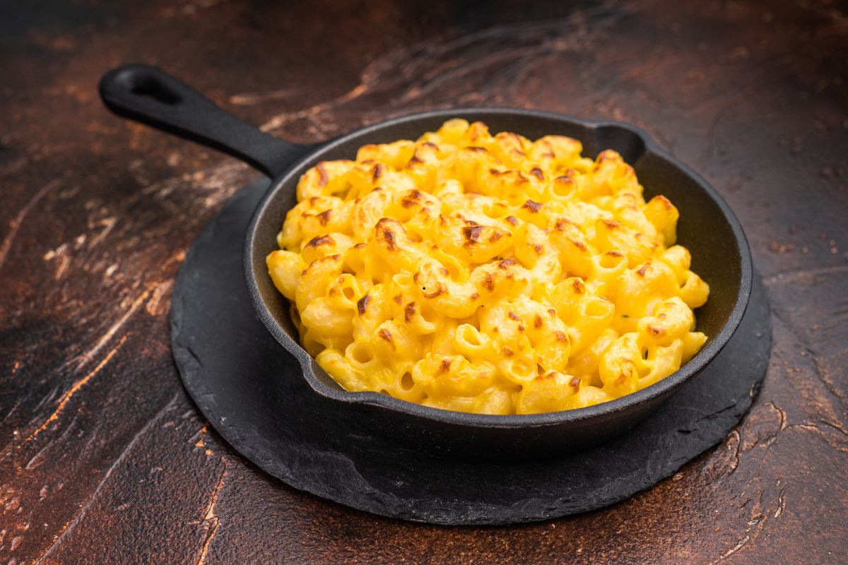 Homemade mac and cheese recipe baked until golden and creamy