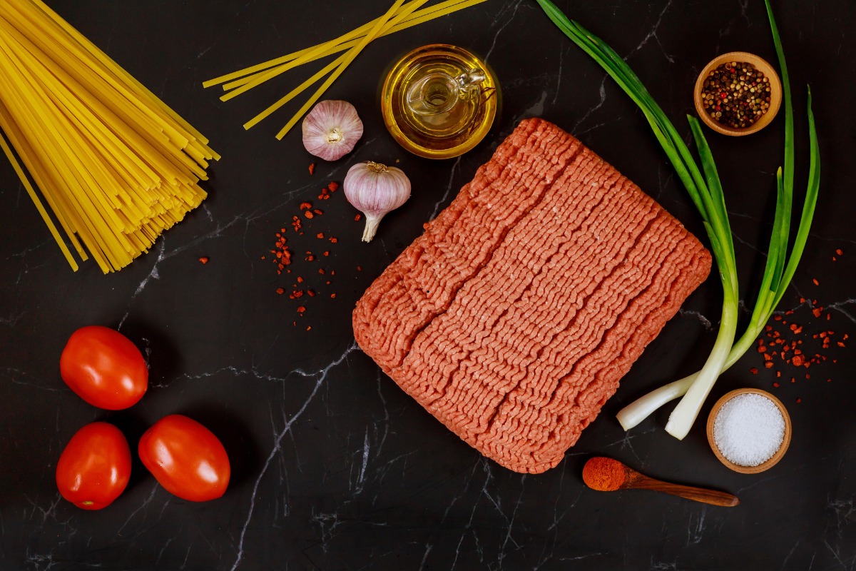 Ingredients for quick meals with ground beef