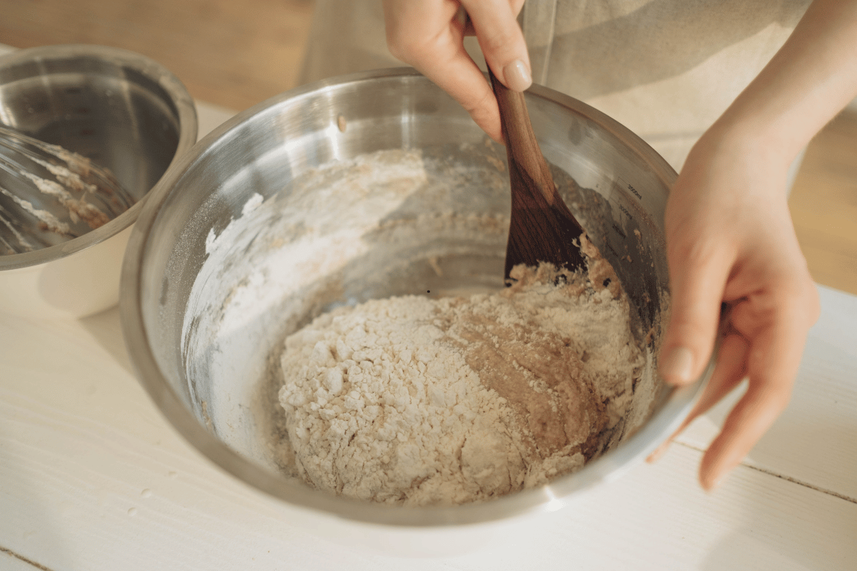 Mixing batter for easy puff puff recipe with few ingredients