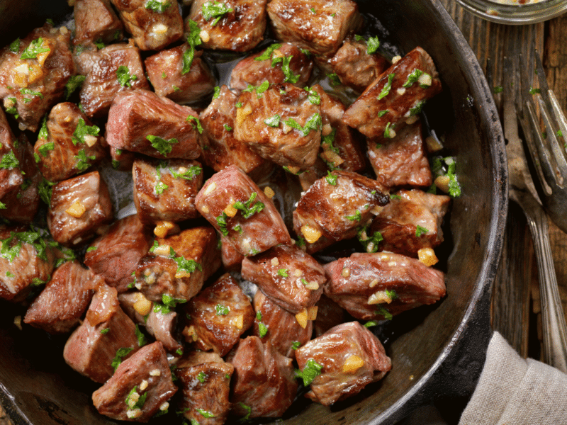 Easy Garlic Butter Chicken Bites cooked in garlic butter and served fresh from the skillet