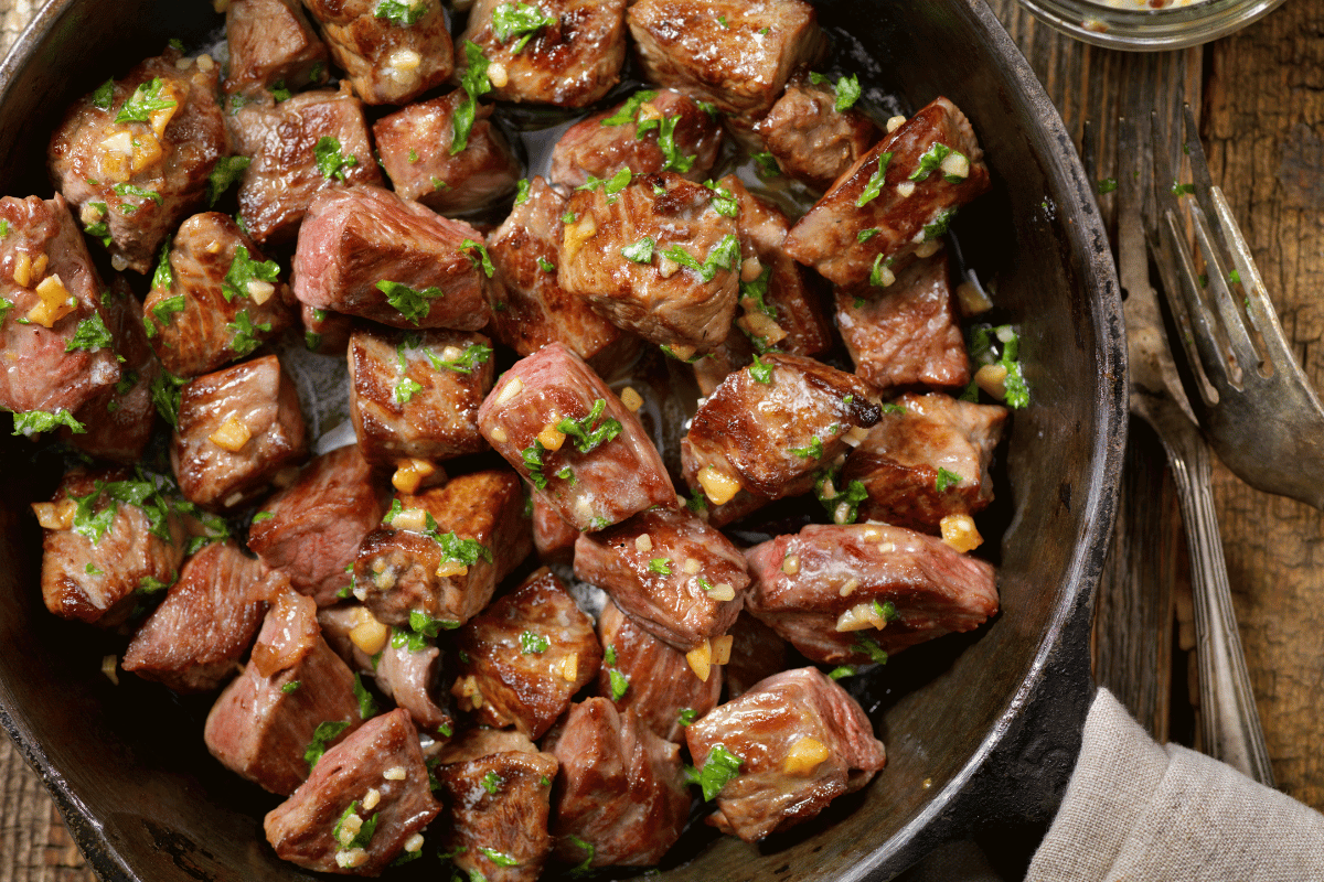 Easy Garlic Butter Chicken Bites cooked in garlic butter and served fresh from the skillet