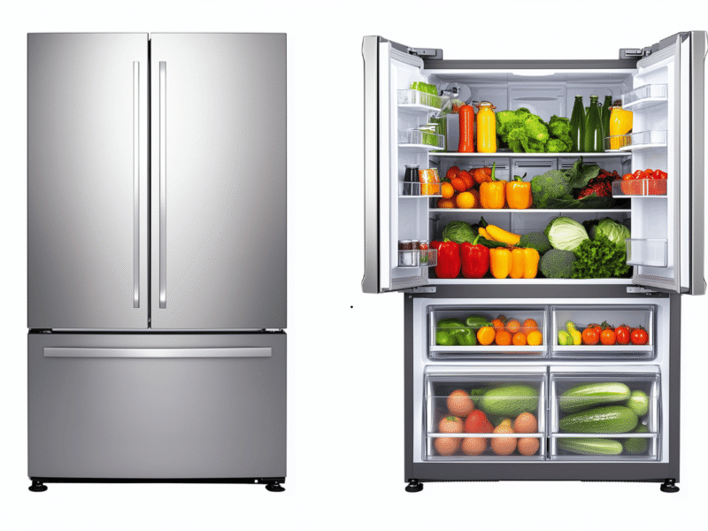 Clean and organized refrigerator with fresh food neatly arranged