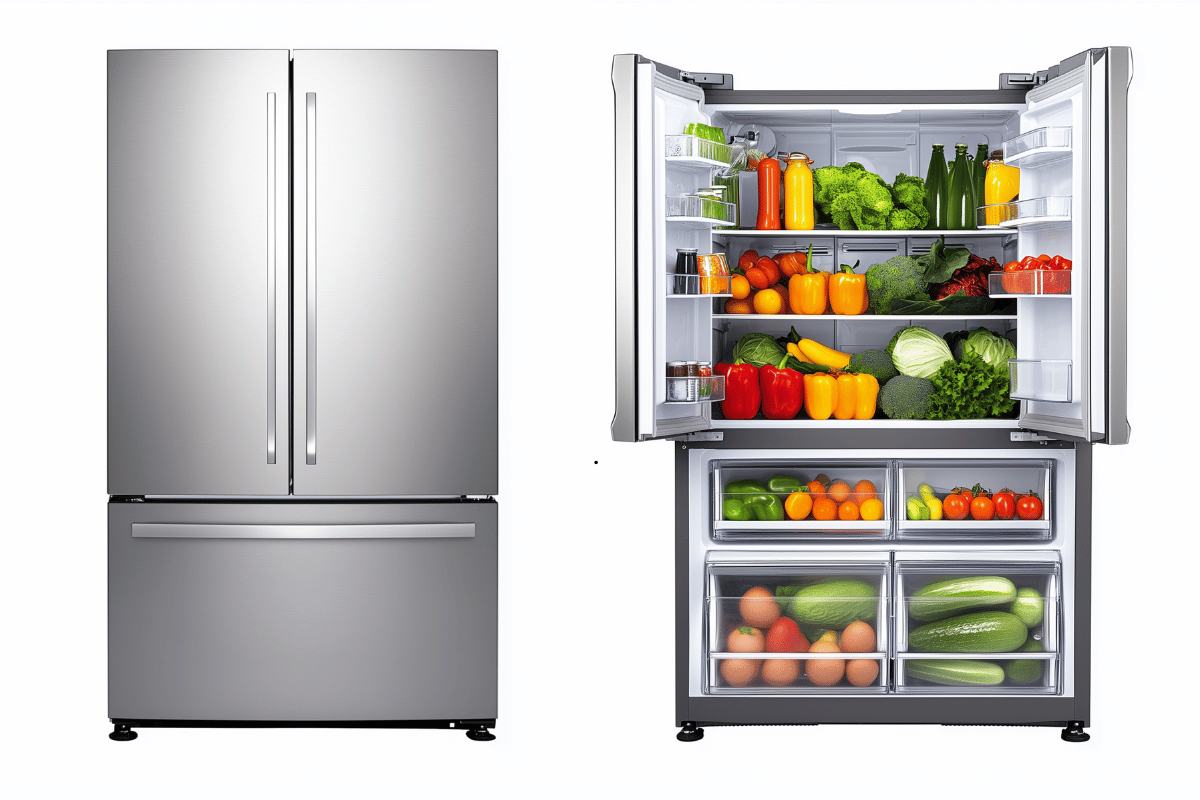 Clean and organized refrigerator with fresh food neatly arranged