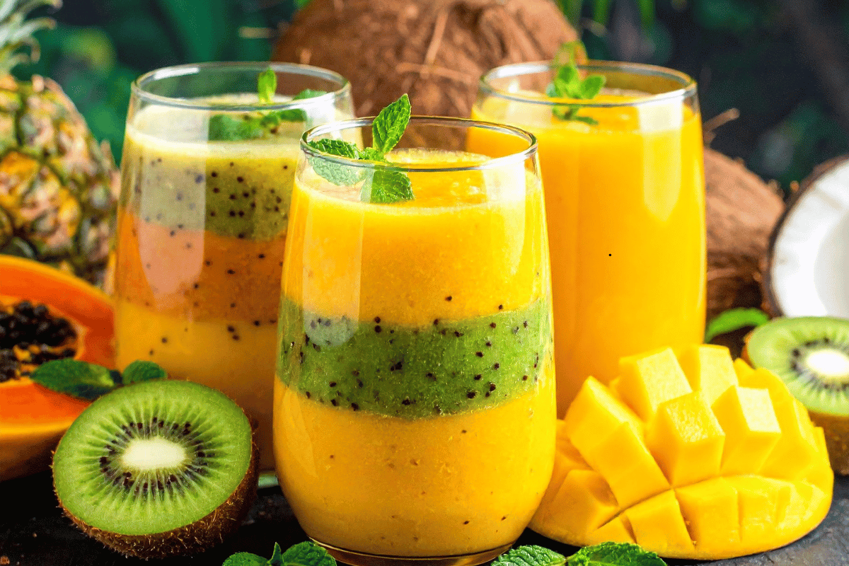 Tropical mango pineapple healthy smoothie recipe