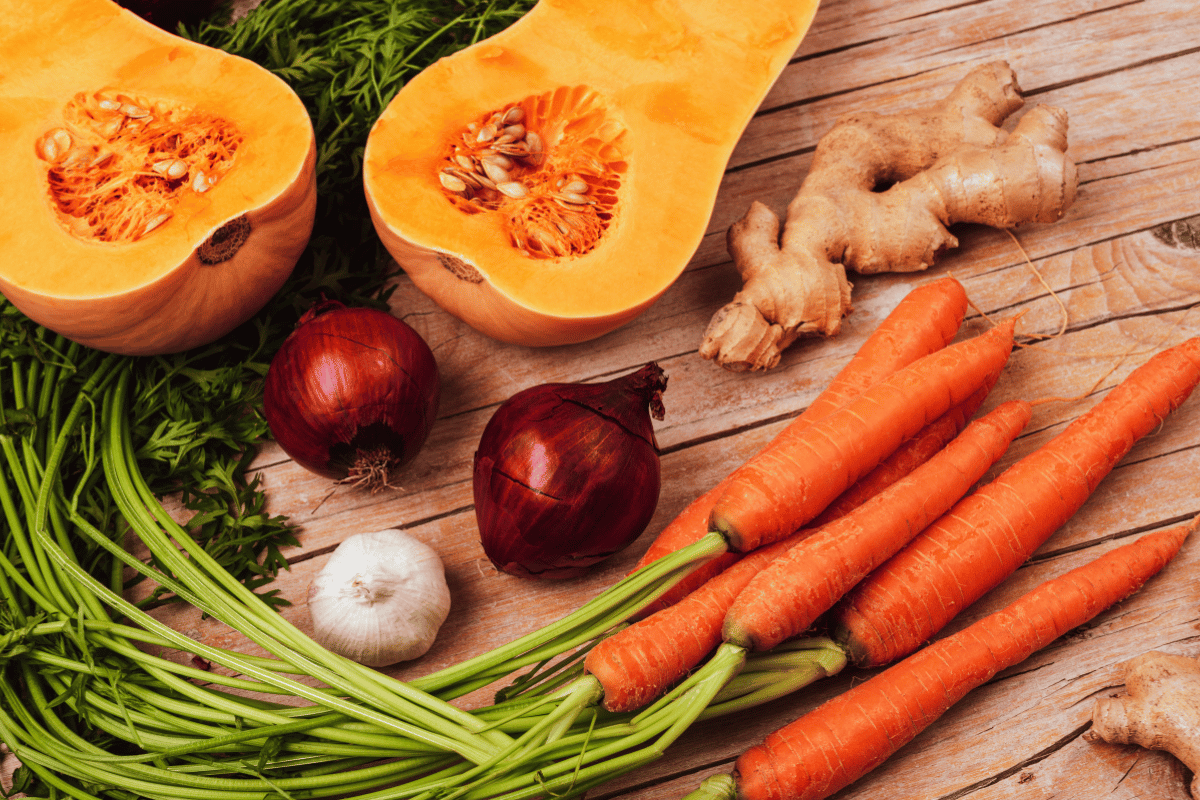 Fresh seasonal autumn vegetables for slow cooker recipes