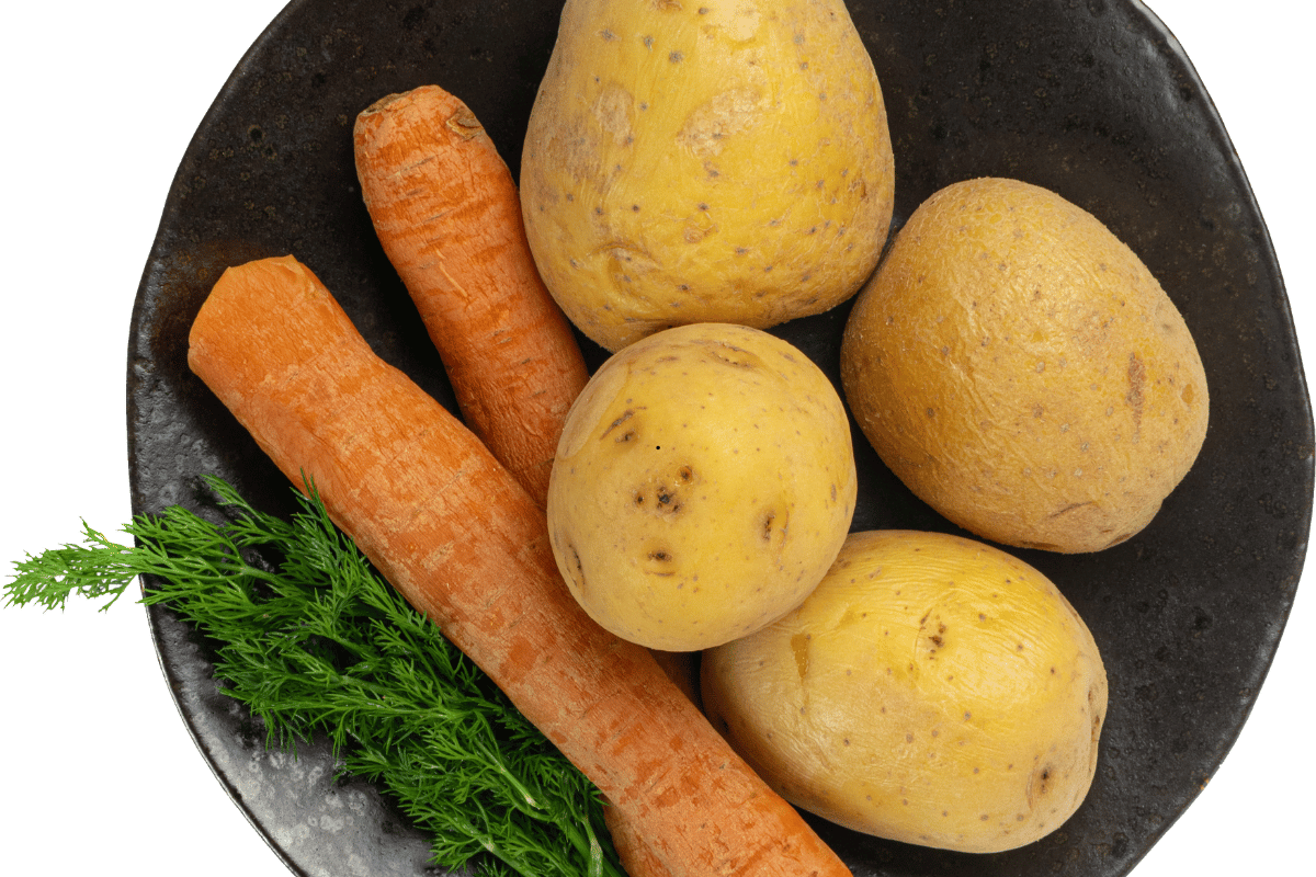 Fresh sweet potatoes with healthy cooking ingredients