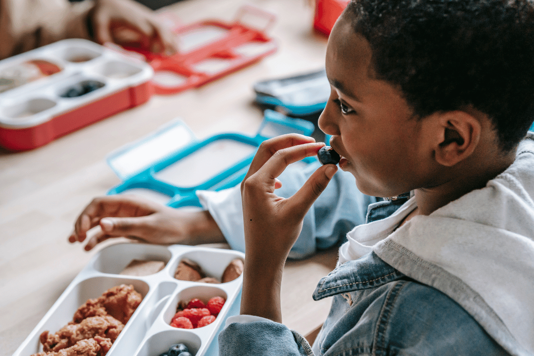 Kids enjoying homemade school lunches