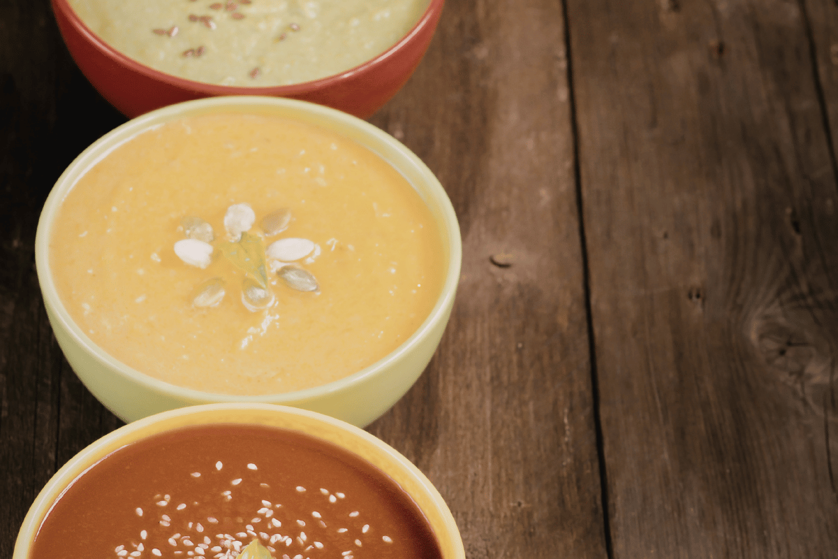 Collection of homemade autumn soups for family meals