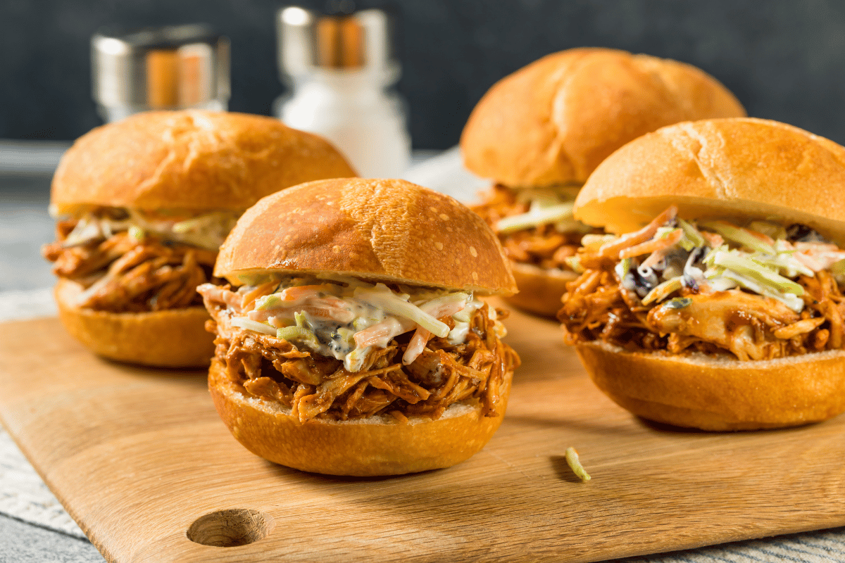 BBQ pulled chicken sliders for lunch