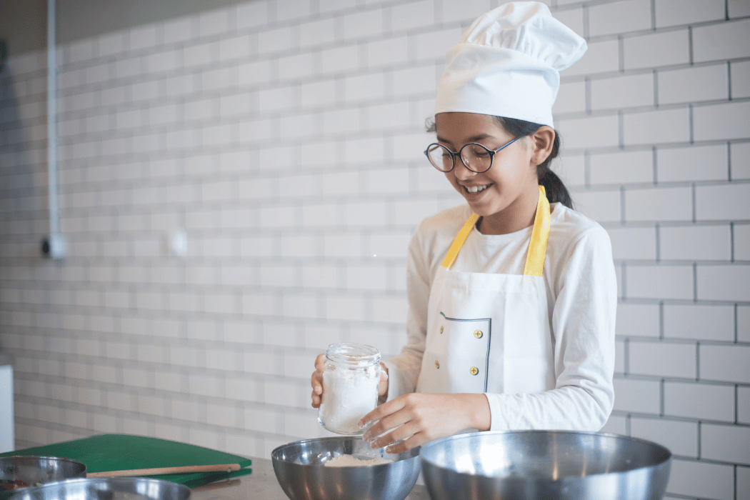 Beginner learning basic cooking skills at home