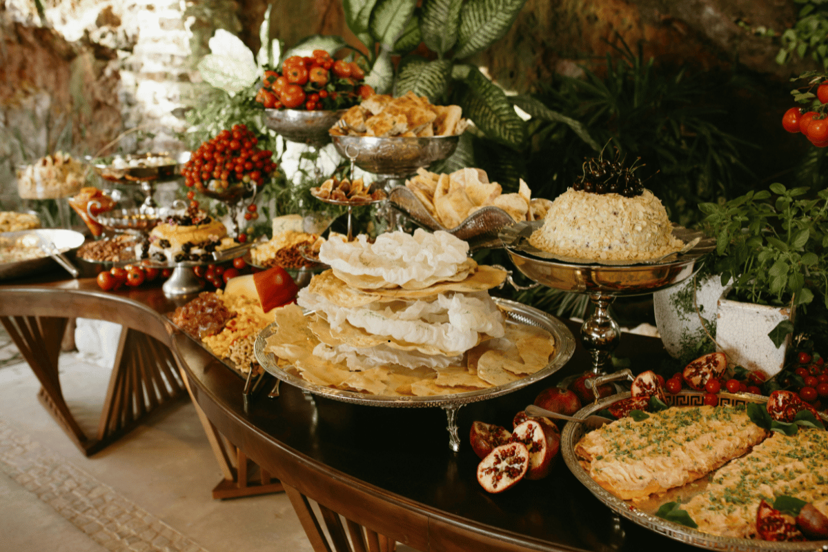 Thanksgiving buffet featuring homemade side dishes