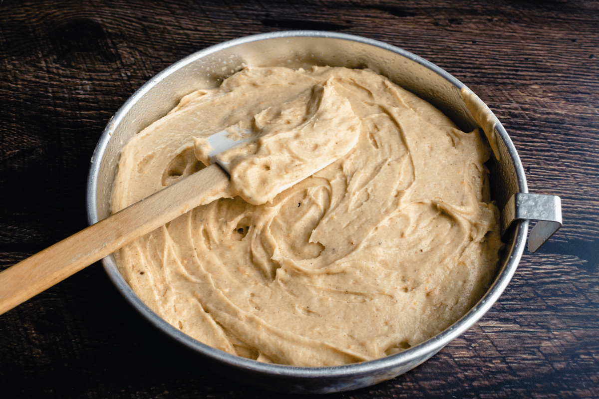 Mixing cake batter just until combined