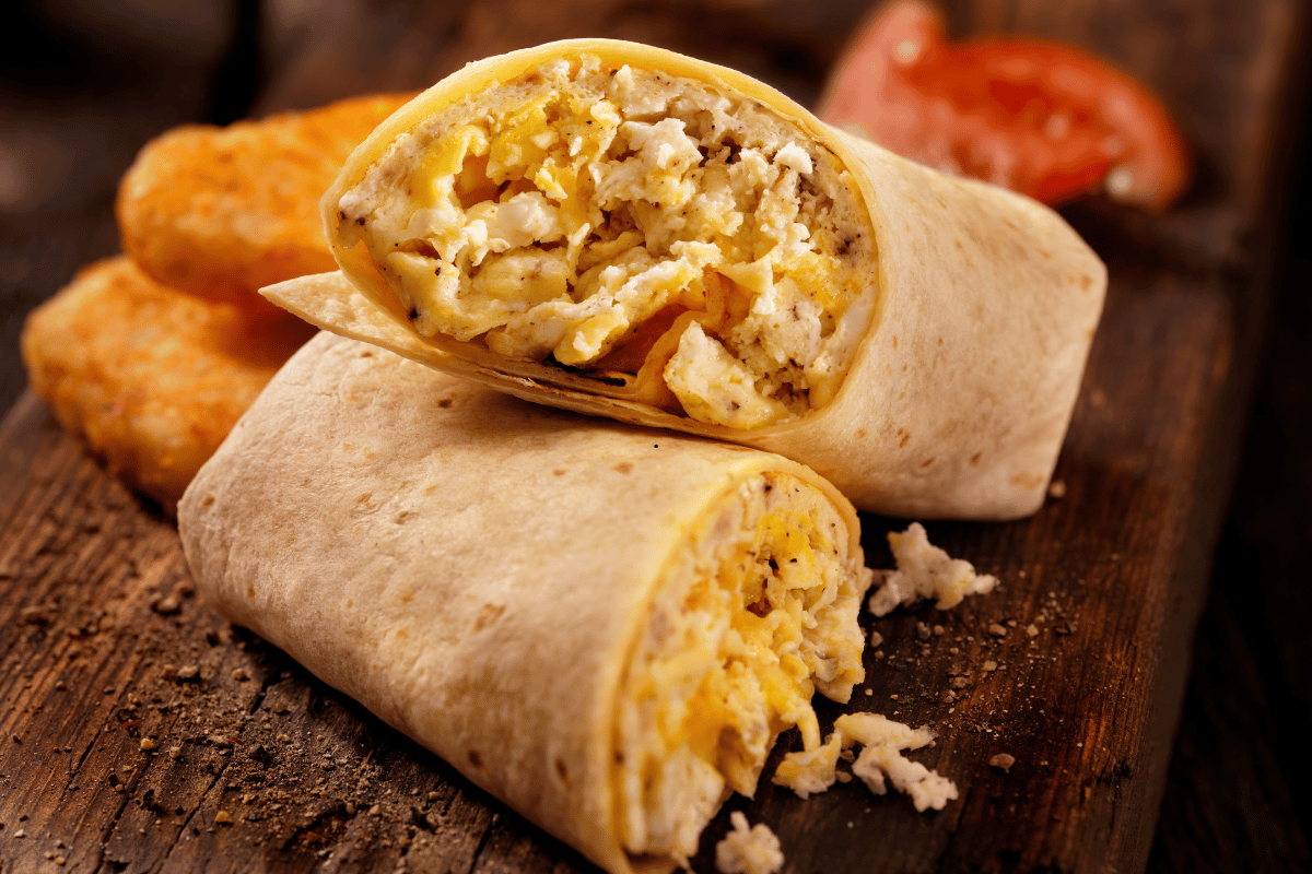 Classic egg cheese and sausage freezer breakfast burrito