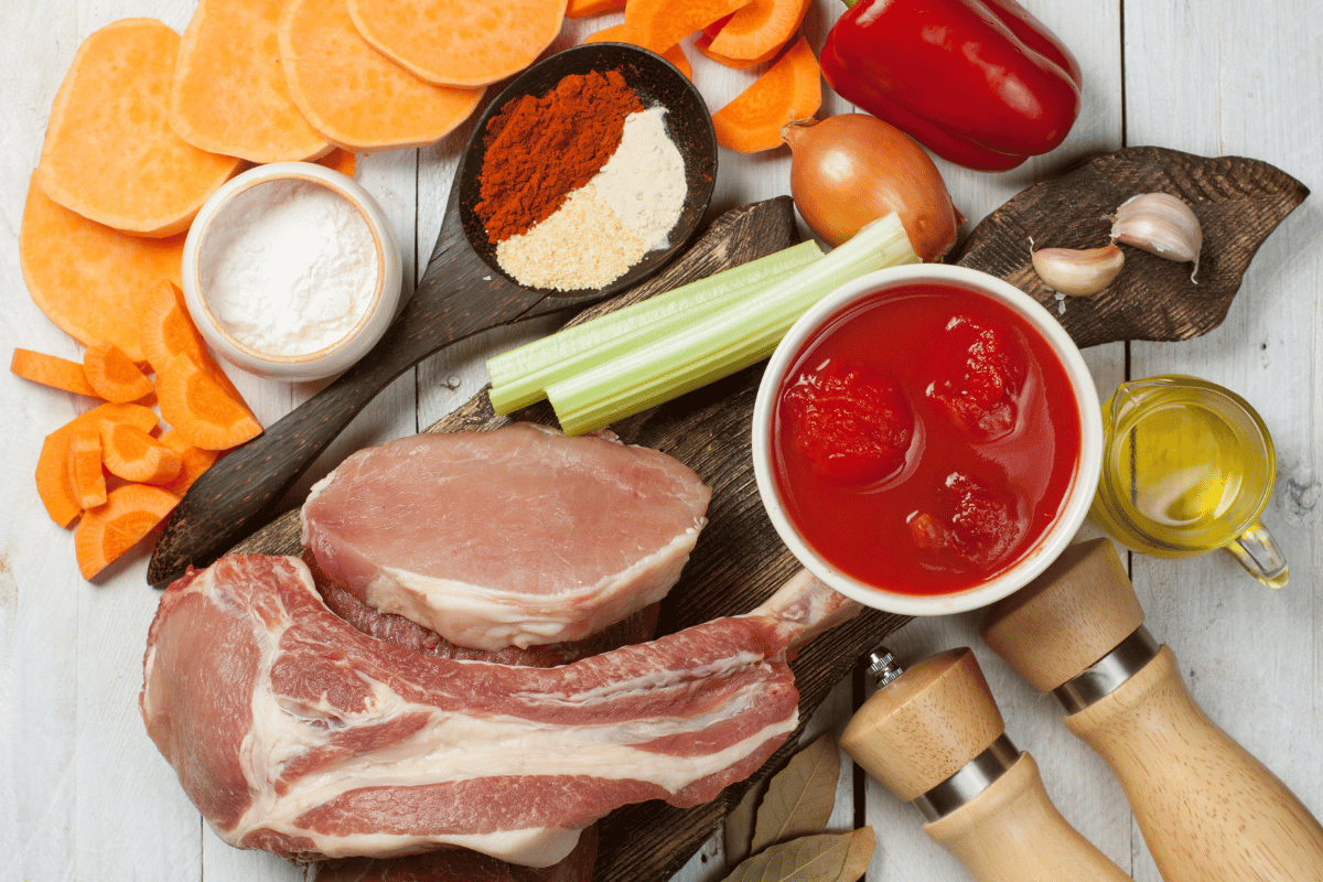 Ingredients for quinoa and roasted vegetable bowl