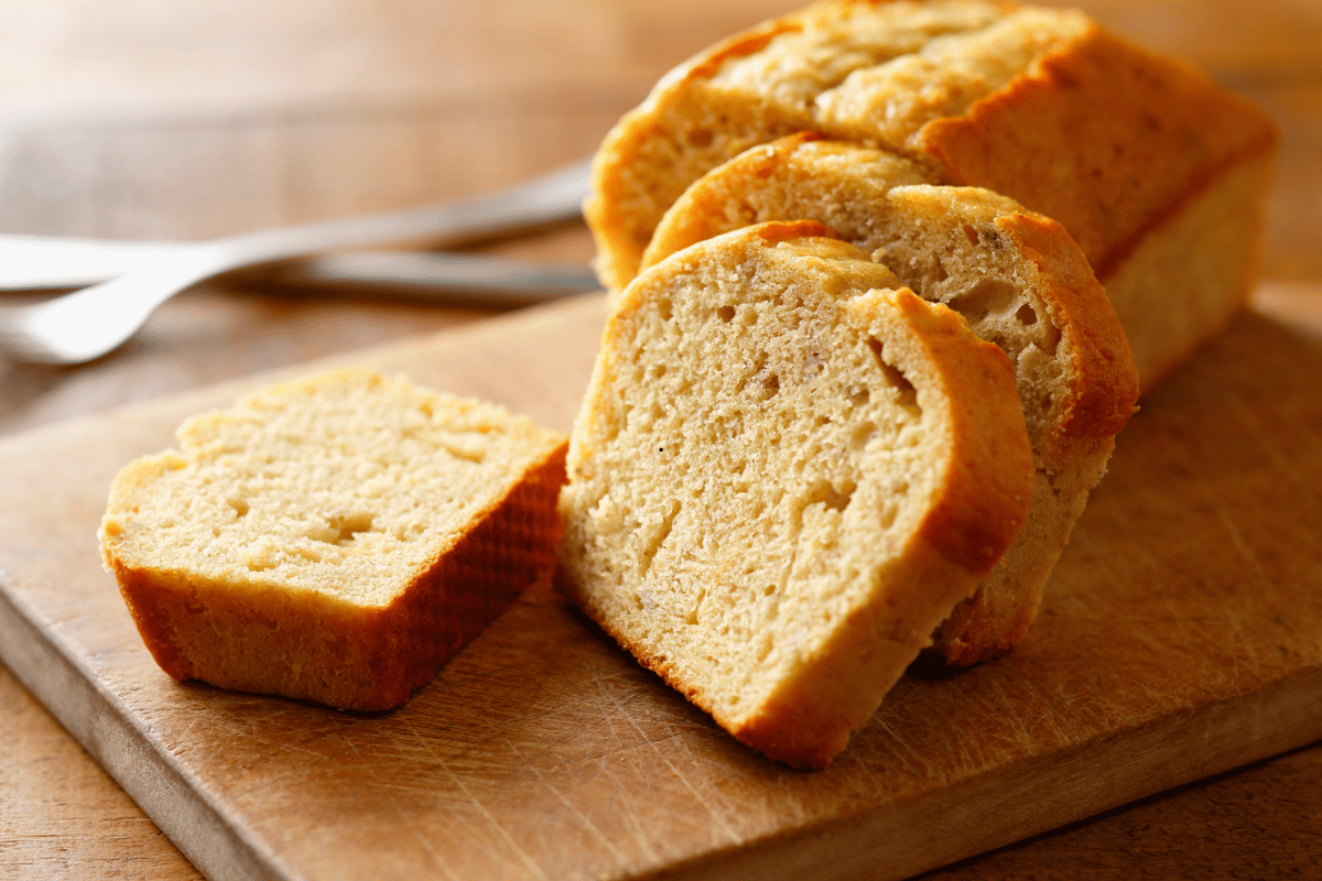  Sliced cottage cheese banana bread with soft moist centre