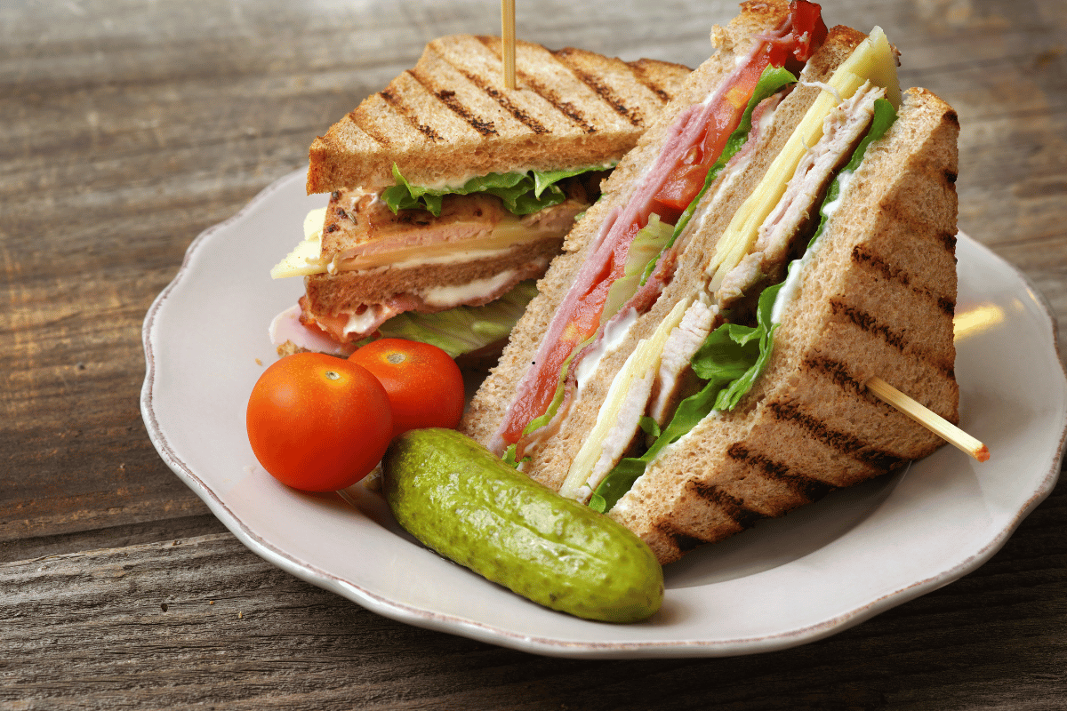 Turkey club wrap served as a no-cook dinner idea
