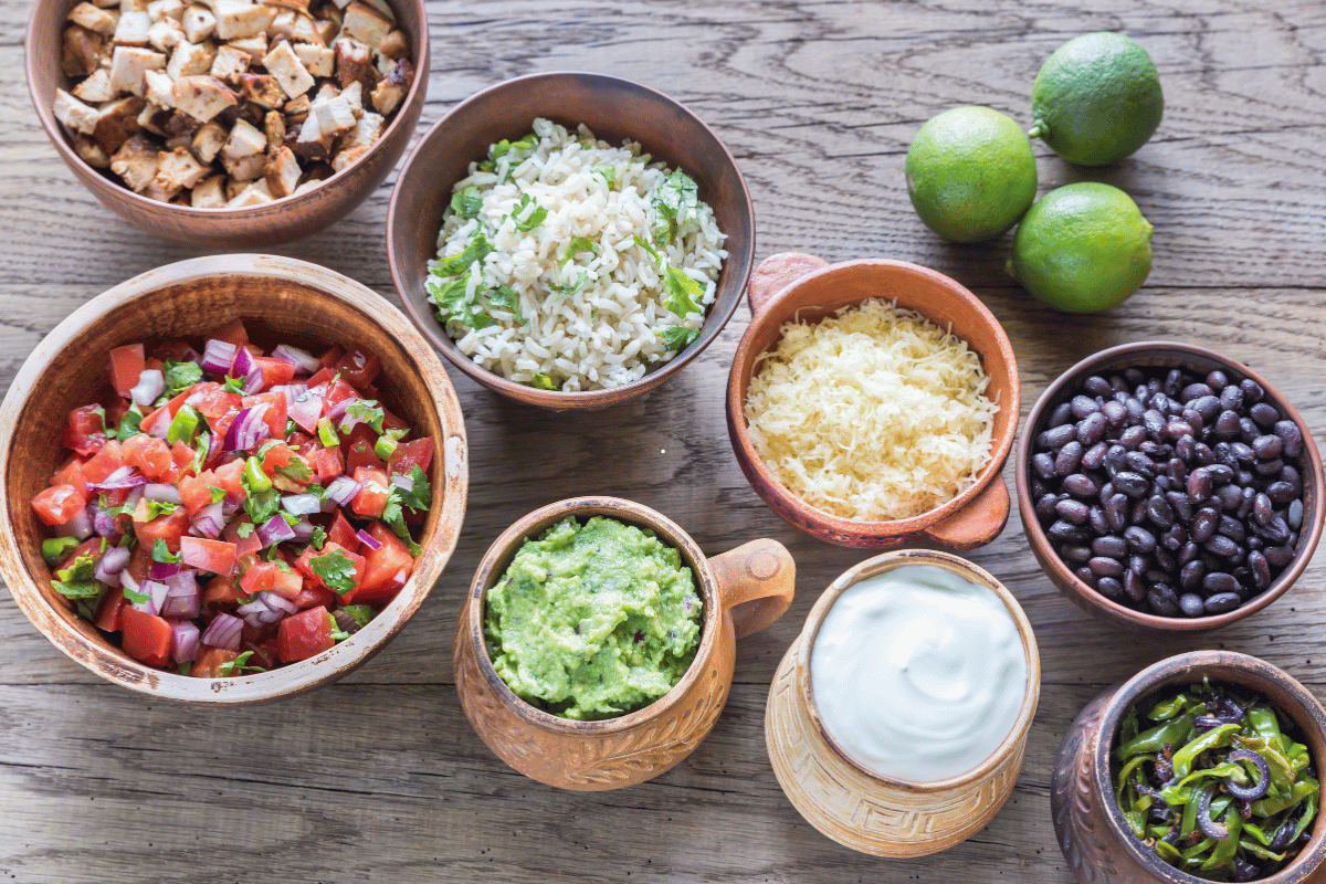 Ingredients for chicken and black bean bowl 