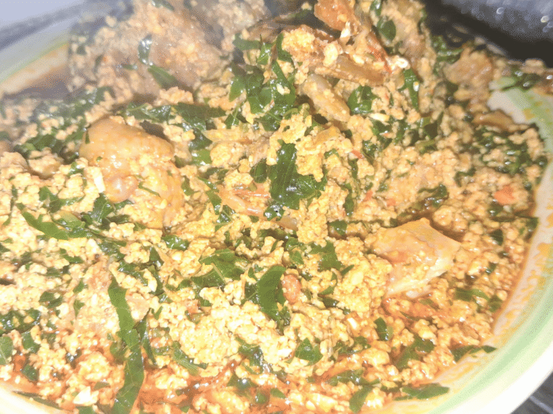 Nigerian egusi soup with Chicken