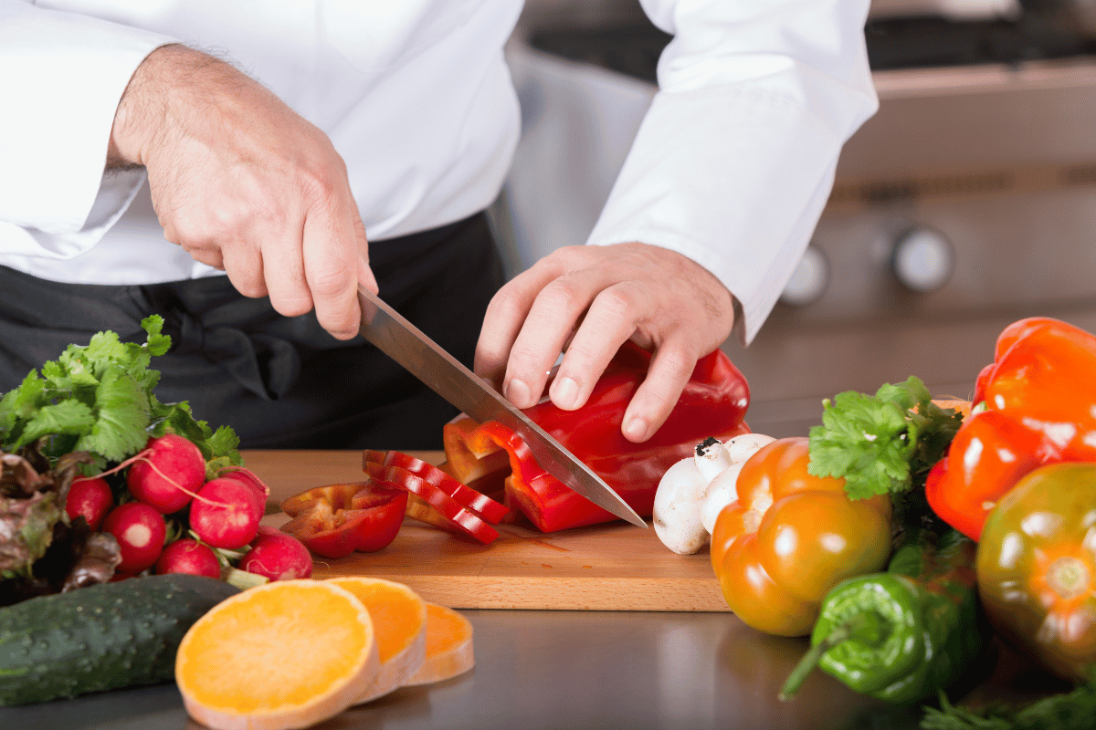 Chopping vegetables 